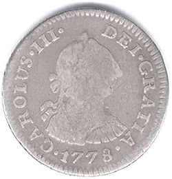 Mexico City ½ real 1778 reverse