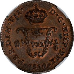 KM 63 ¼ Tlaco ⅛ Real 1814 Mo