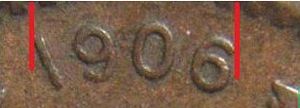 1906 1c wide date