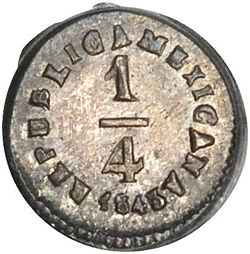 KM 368 ¼r Chihuahua 1843 reverse