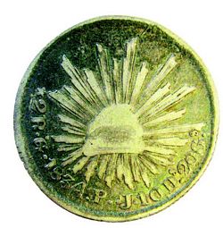 1834 2R Mexican die reverse