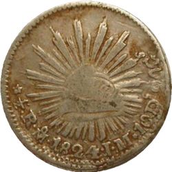 Mexico City ½ real 1824 reverse