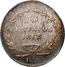 KM 401.1 10c 1868 Chihuahua reverse