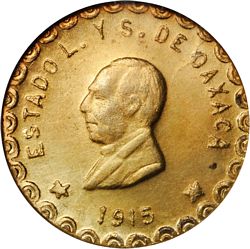 Oaxaca 20 gold obverse