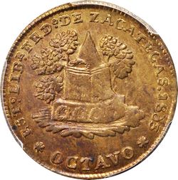 KM 338 ⅛r 1863 Zacatecas reverse